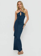 Kaydiana Halter Keyhole Maxi Dress Navy