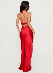 Odyssa Halter Maxi Dress Red