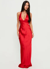 Odyssa Halter Maxi Dress Red