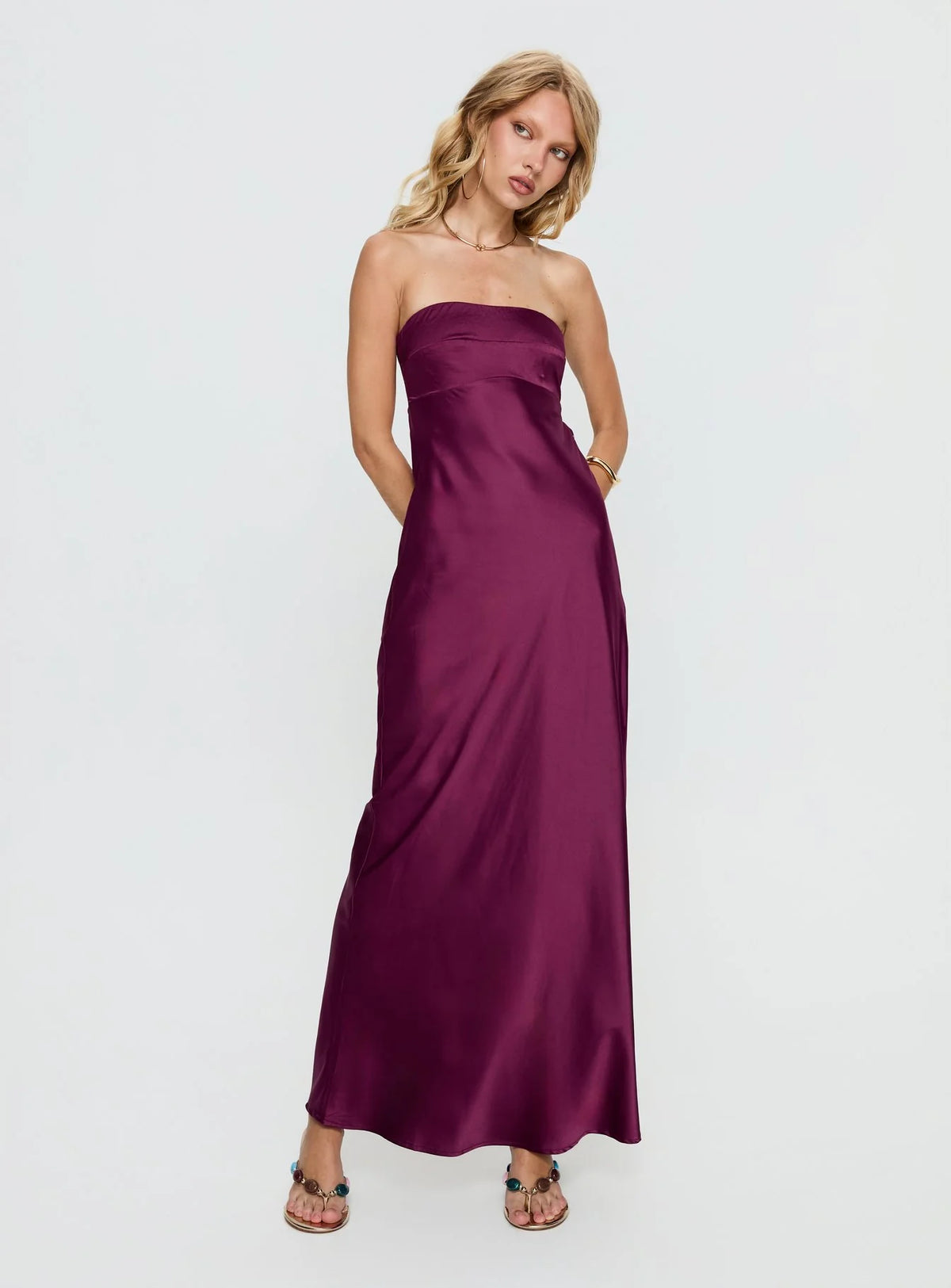 Rozelle Strapless Maxi Dress Currant
