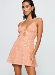 Feel The Vibrations Sequin Mini Dress Orange