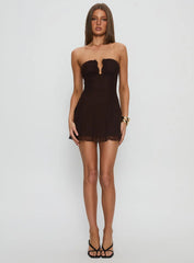 Love To Love Strapless Mini Dress Brown