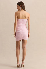 Merisse | Light Pink Bandeau Mini-Dress With Ruched-Detailing