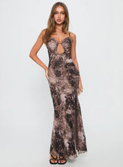 Soulina Ruched Maxi Dress Leopard
