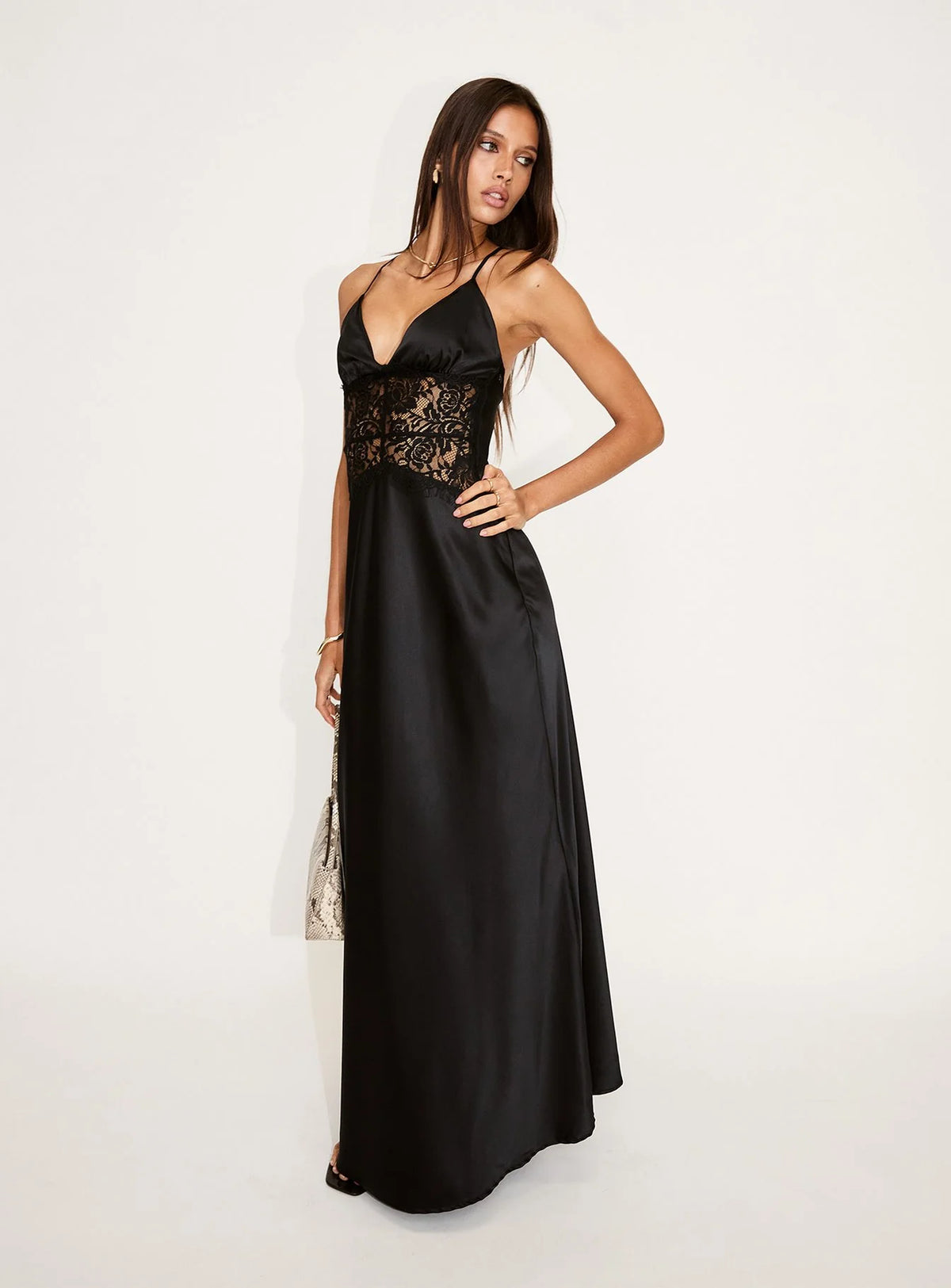 Klairee Lace Maxi Dress Black