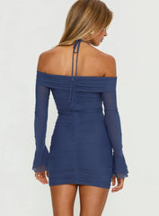 Taylon Off The Shoulder Mini Dress Navy