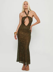 Carmelita Cut Out Halter Maxi Dress Brown