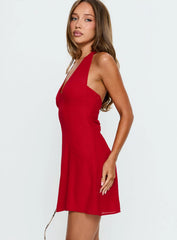 Oneida Halter Mini Dress Red