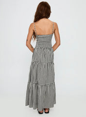 Avaleine Tiered Maxi Dress Black / White Check