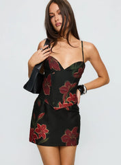 Julisa Corset Mini Dress Red / Black Floral