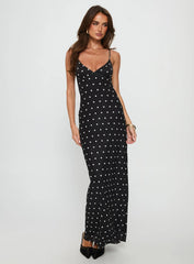 Glass Half Full Mesh Maxi Dress Black Polka