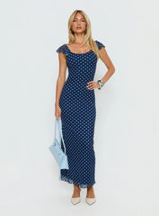 Sandberg Maxi Dress Blue Polka Dot