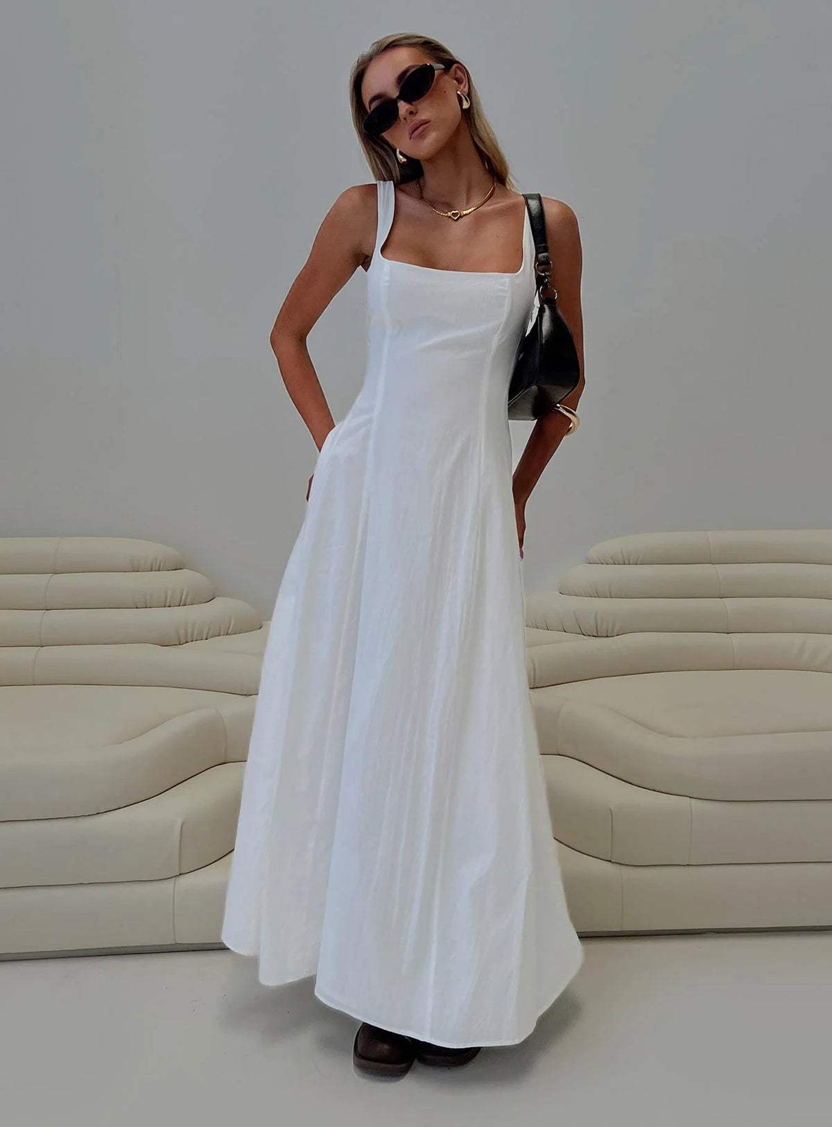 You Can Maxi Dress White Petite