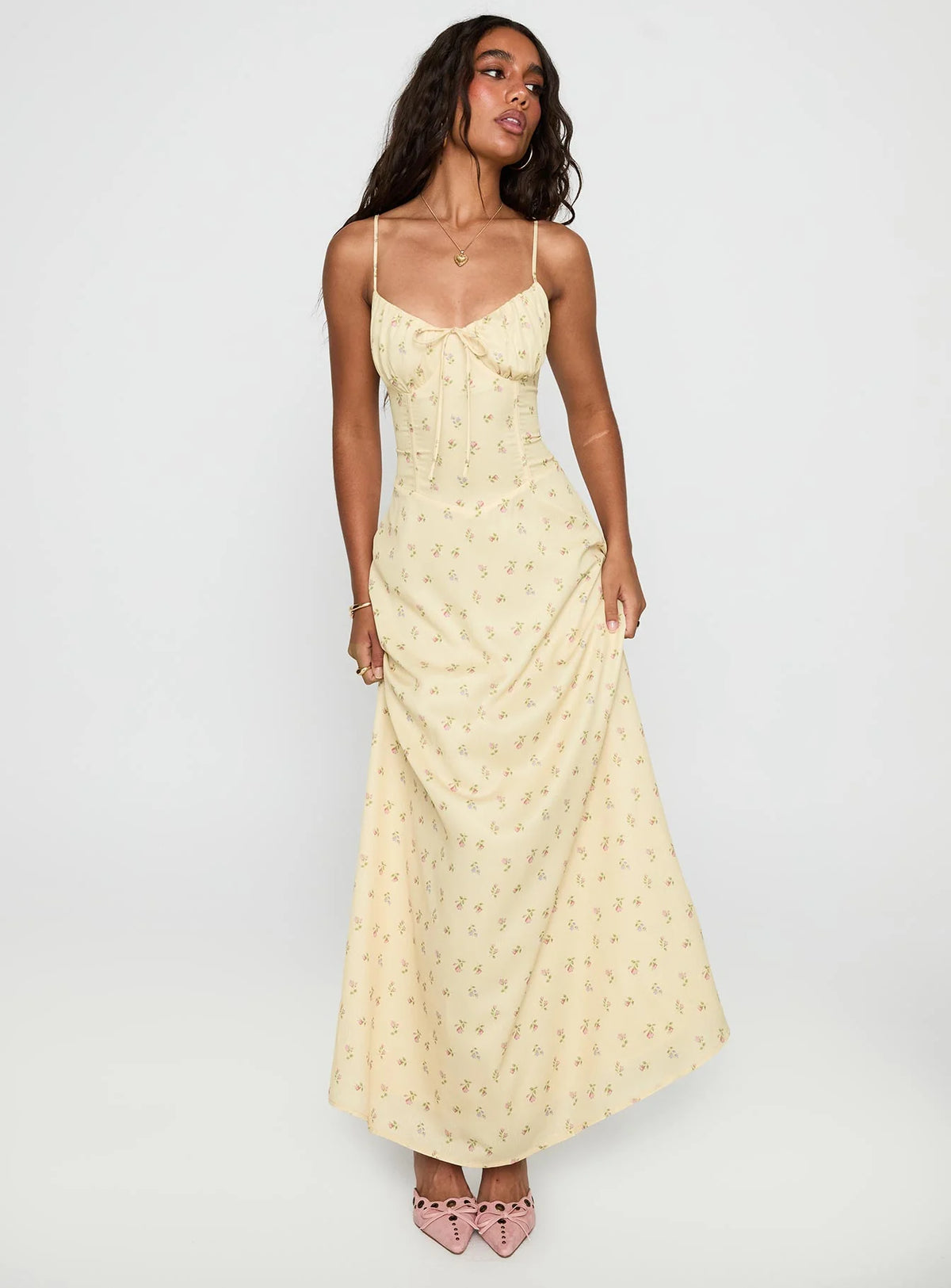 Members Only Maxi Dress Yellow Floral