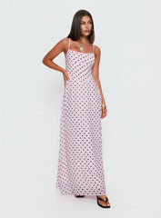 South of France Maxi Dress Pink Polka Dot