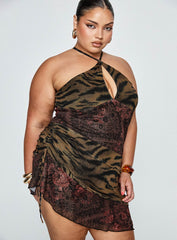 Syrefena Halter Mini Dress Multi Curve