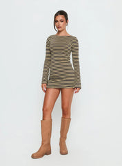 Bryanna Long Sleeve Mini Dress Yellow / Navy