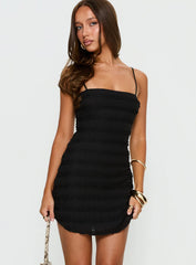 Sylvana Textured Mini Dress Black