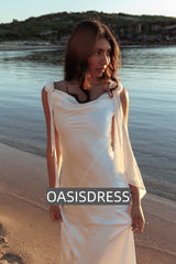 Afterglow Backless Cowl Neck Maxi Dress Off White