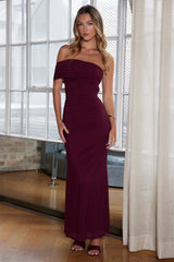 Gala One-Shoulder Maxi Dress Embellished Wine