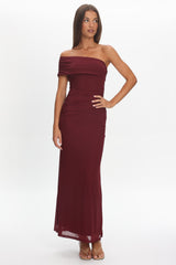 Gala One-Shoulder Maxi Dress Embellished Wine