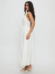 Jozefine Halter Ruched Maxi Dress White