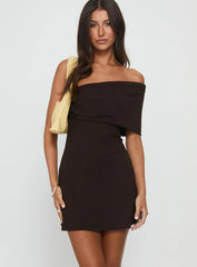 Laurencia One Shoulder Mini Dress Chocolate