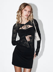 Savanha Lace Cut Out Mini Dress Black