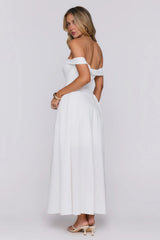 Polished Darling Off Shoulder Maxi Dress White