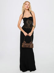 Adalyne Lace Halter Maxi Dress Black