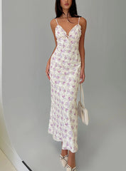 Jessamine Frill Maxi Dress White / Lilac