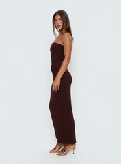 Signature Move Strapless Maxi Dress Chocolate Brown