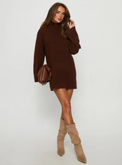 Sonelle Long Sleeve Knit Mini Dress Chocolate
