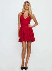 Karisse Halter Mini Dress Red