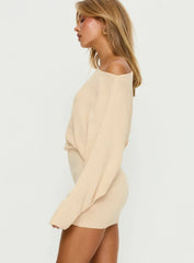 Bellamie Long Sleeve Mini Dress Cream