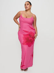Knox Maxi Dress Hot Pink Floral Curve