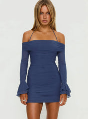 Taylon Off The Shoulder Mini Dress Navy