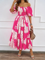 Robe à motifs floraux midi bohème