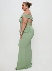 Gwendolen Off The Shoulder Maxi Dress Green Curve