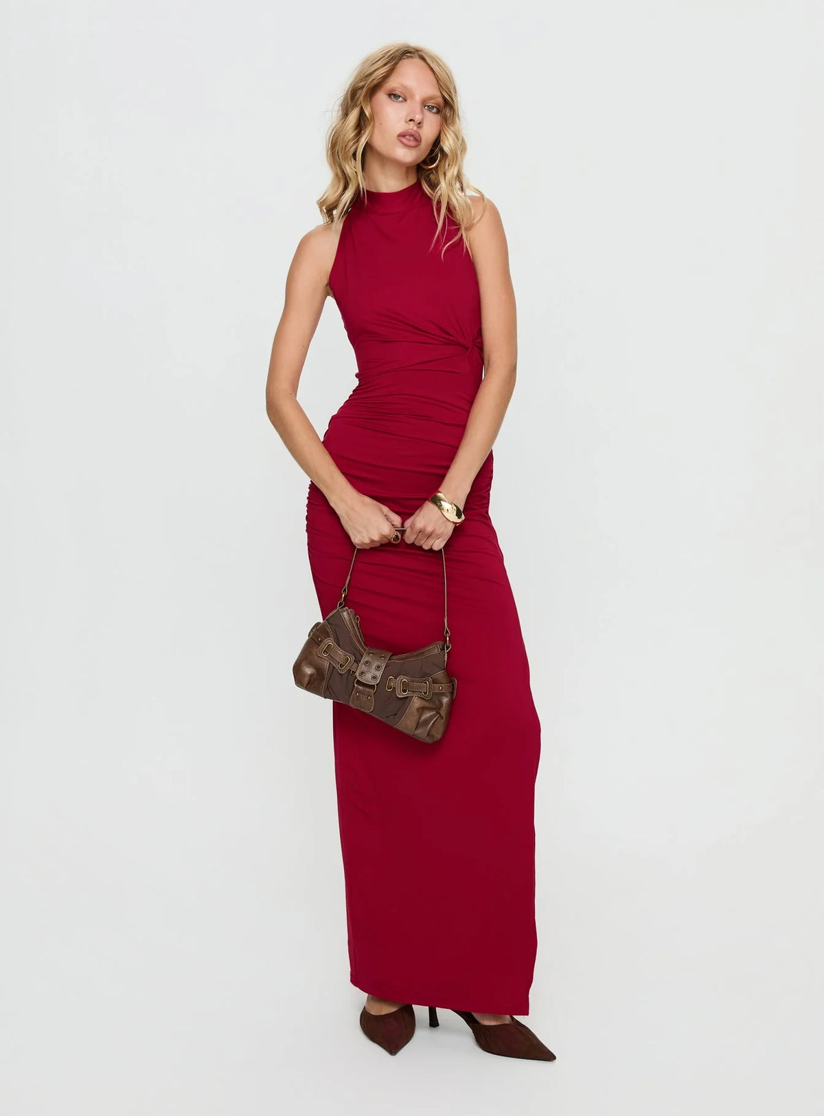 Keysha Halter Maxi Dress Deep Red