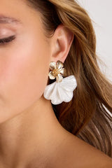 Sheena Ivory Flower Statement Earrings
