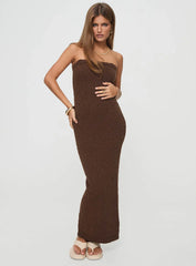 Cloud Strapless Boucle Maxi Dress Chocolate