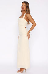 Counting On It Halter Maxi Dress Cream