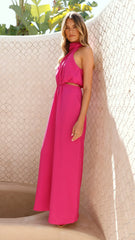 Lara Halter Neck Wide Leg Jumpsuit - Pink