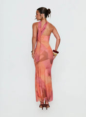 Davynn Scarf Detail Strapless Maxi Dress Pink Multi