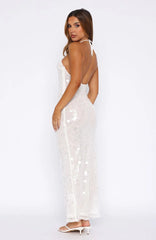 Dedication Sequin Maxi Dress White