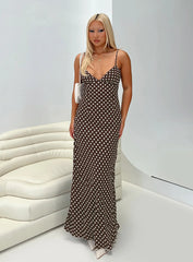 Jorjana Maxi Dress Brown / White Polka Dot
