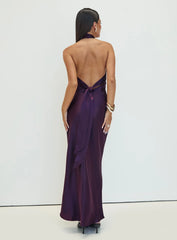 Rosaminta Halter Maxi Dress Plum Petite