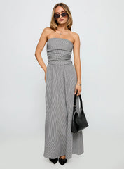 Arkadia Strapless Maxi Dress Black / White Check