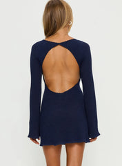 Rhapsody Long Sleeve Knit Mini Dress Navy